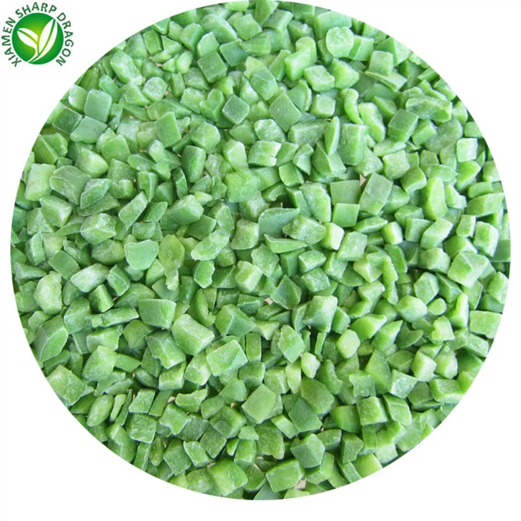जमी हुई हरी मिर्च टुकड़ों में कटी हुई